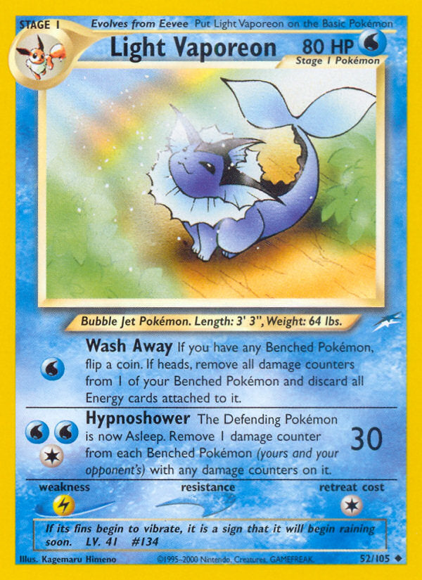 Neo Destiny Light Vaporeon #52/105 unlimited
